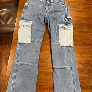 PacSun Blue Relaxed Jeans with Paneled Design